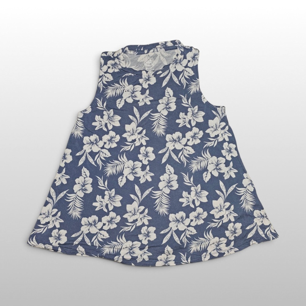Girls Wonder Nation Tank Top Tropical Floral Sleeveless Blue Size M 7-8 Summer
